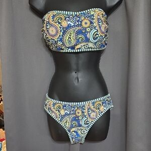 Paisley Print Bandeau Bikini